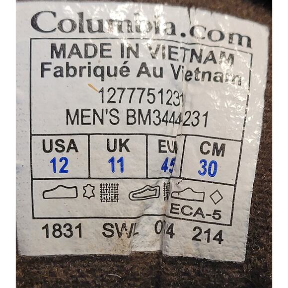 Columbia Coretek Men\'s Waterproof Hiking Boots Brown Suede and Mesh Size 12 EUC